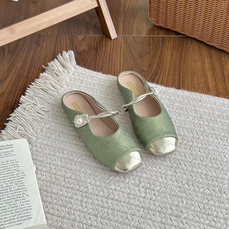 Xiaoxiang square head flat-soled single shoes women's shoes spring shallow mouth soft-soled Mary Jane shoes evening shoes