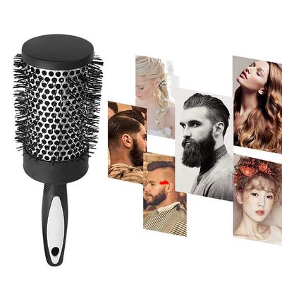 Runder Lockenwickler Kamm Haarstyling Nylonbürste Thermisches Aluminiumrohr Bürstenkopf für Frau Mann Haare föhnen und trocknen