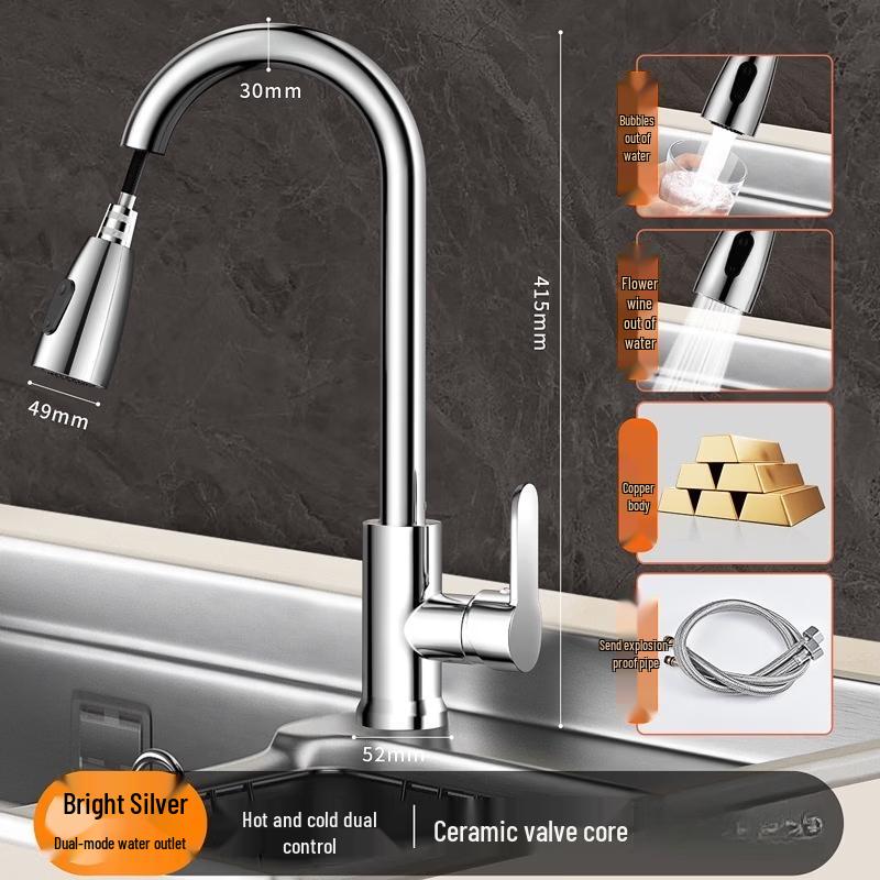 

TLXT Stainless Steel Wall-Mounted Pull-Out Kitchen Faucet