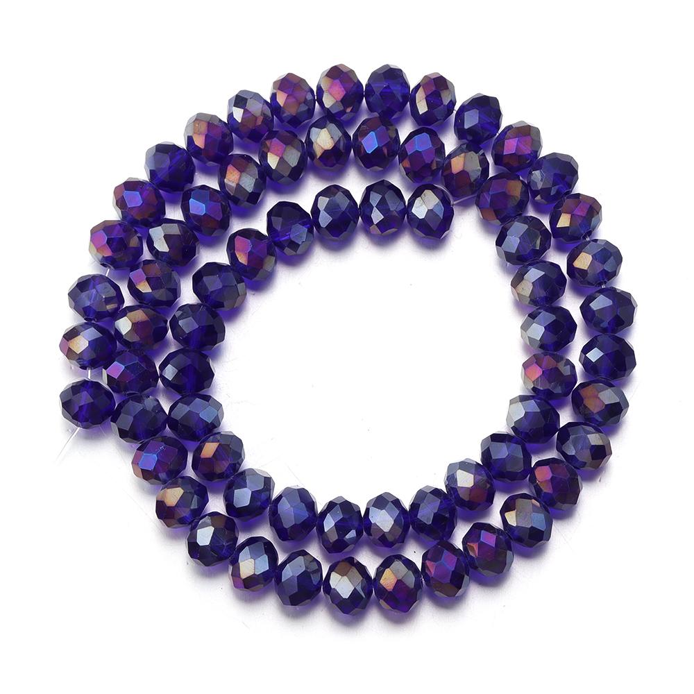 3 4 6 8 10mm Rondelle Faceted Crystal Beads Deep Blue AB Glass Loose Beads For Jewelry Making DIY Bracelets Necklace Accessories