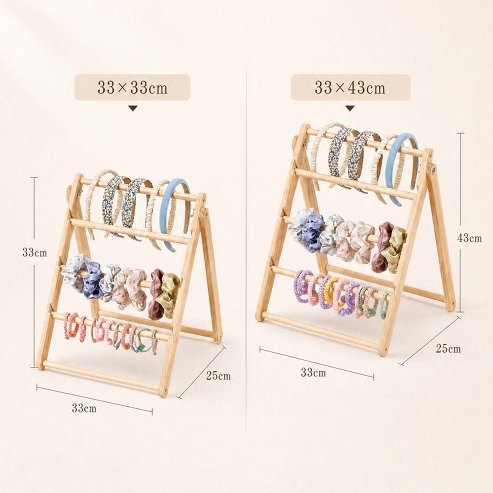 Wooden Material Hair Accessory Organizer 3-layer/4-layer Space-Saving Hair Band Holder Multi-Compartment Jewelry Organizer
