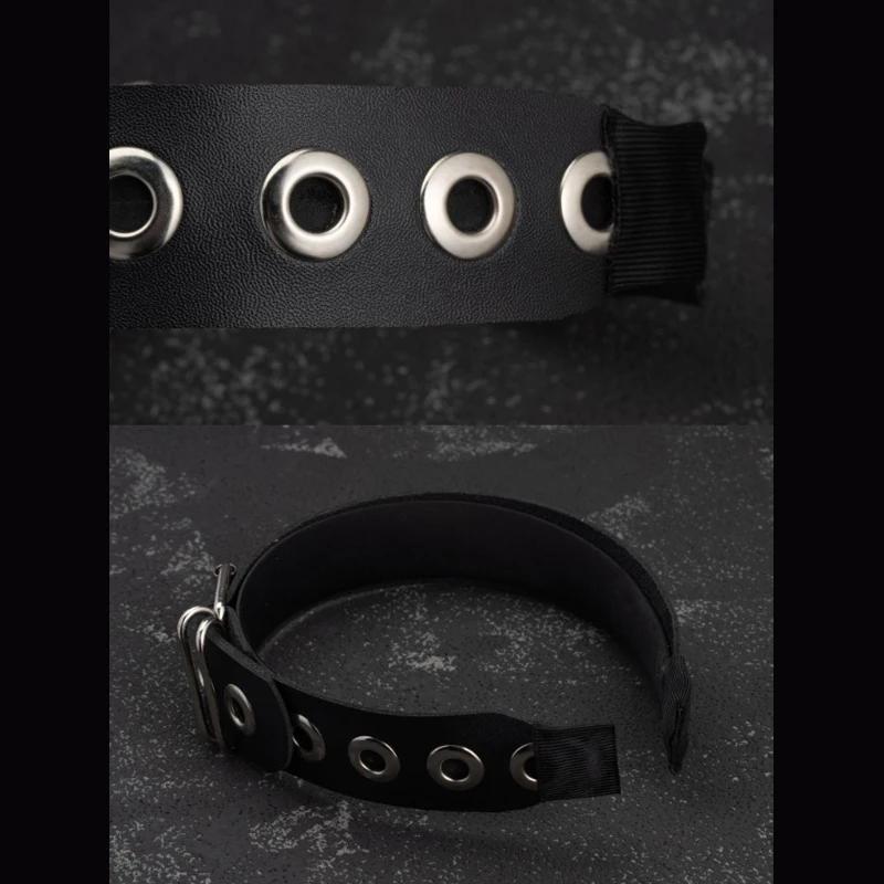 Gothic Punk Leather Buckle Hair Hoop Rivet Headband Harajuku Women Girl Dark Black Punk Hip Hop Rock Hairbands Hair Accessories