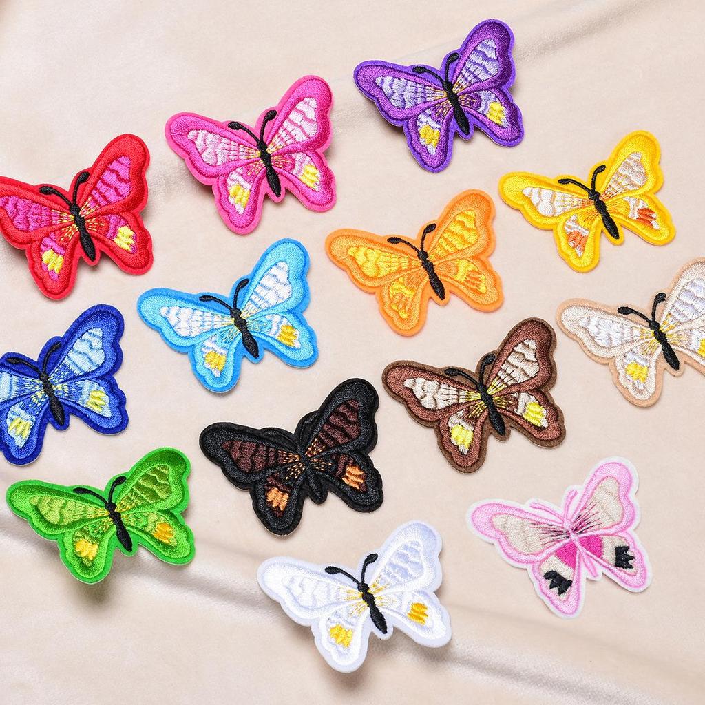 10Pcs Mix Color Embroidery Butterfly Patch Applique Decoration Accessories