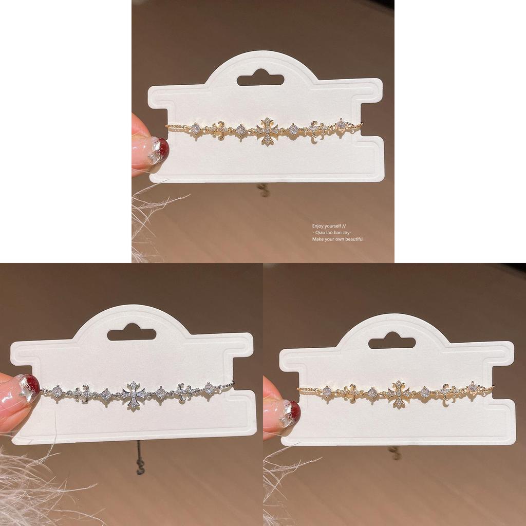 Iris Flower Zircon Cross Adjustable Chain Bracelet For Women Stylish Accessory Gift