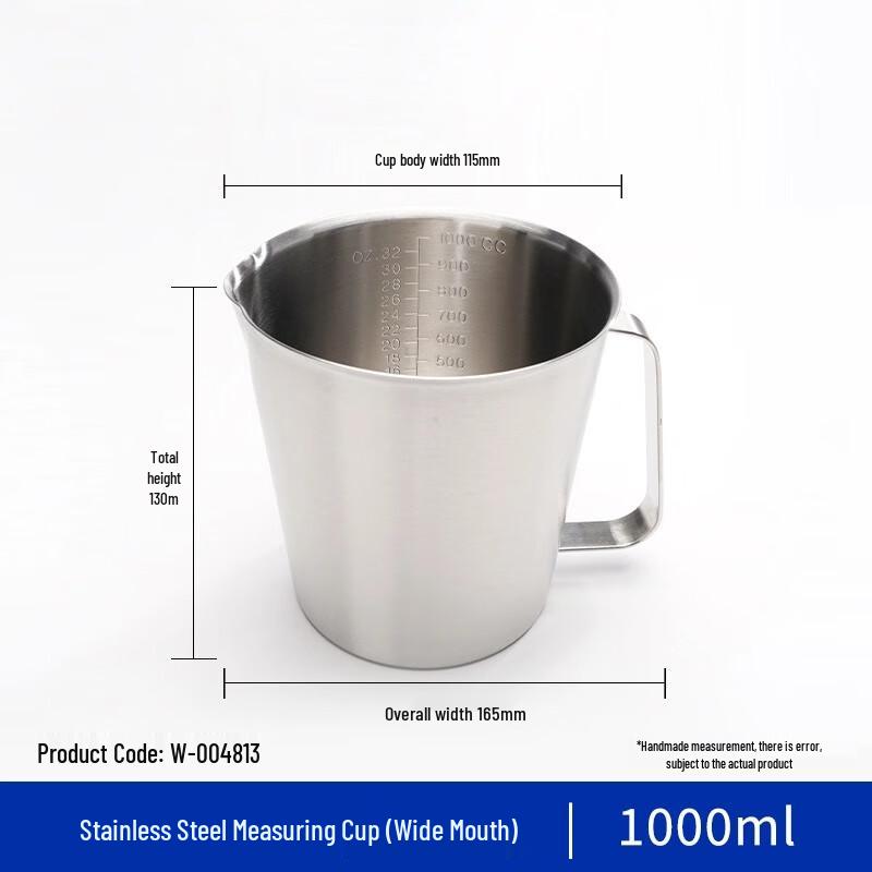 10-Pack 1000ml Stainless Steel Wide-Mouth Measuring Cups