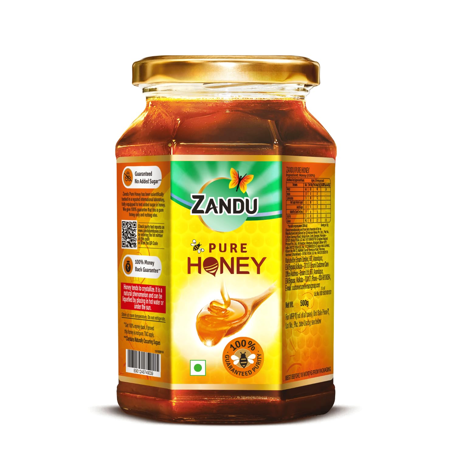 Zandu Pure Honey 500G Pack Of 1 – 100% Pure Natural Honey For Cooking, Baking & Sweetener