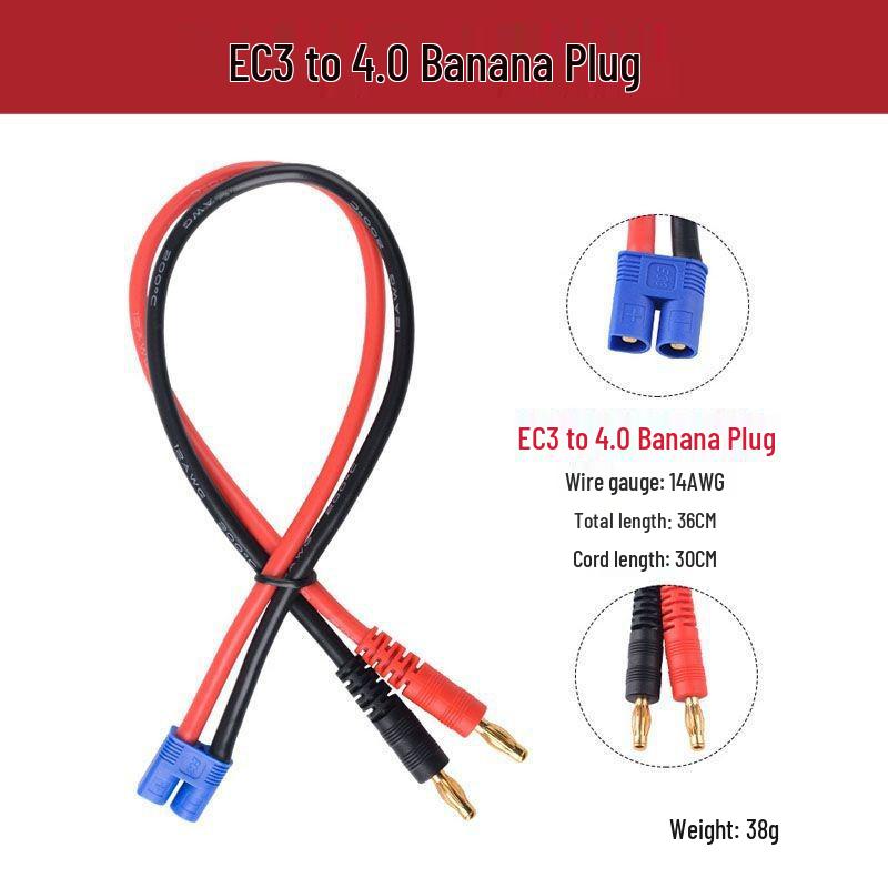 XT60 Banana Plug to EC5 T Plug JST Connector Cable for RC Drones and Tamiya Models