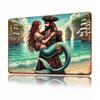 Vintage Metal Poster Mermaid Pirate, Retro Nautical Wall Art for Bar