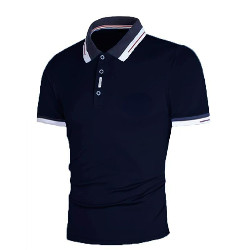 Summer  Men's Stitching Contrast Color T-shirt  Men's Sports Fashion Short-sleeved Casual Red and Black POLO Shirt