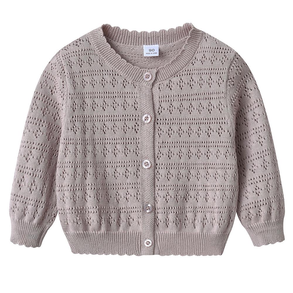 Korean Children's Round Neck Hollow Baby Sweater Jacket Spring and Summer Thin Girls Knitted Cardigan