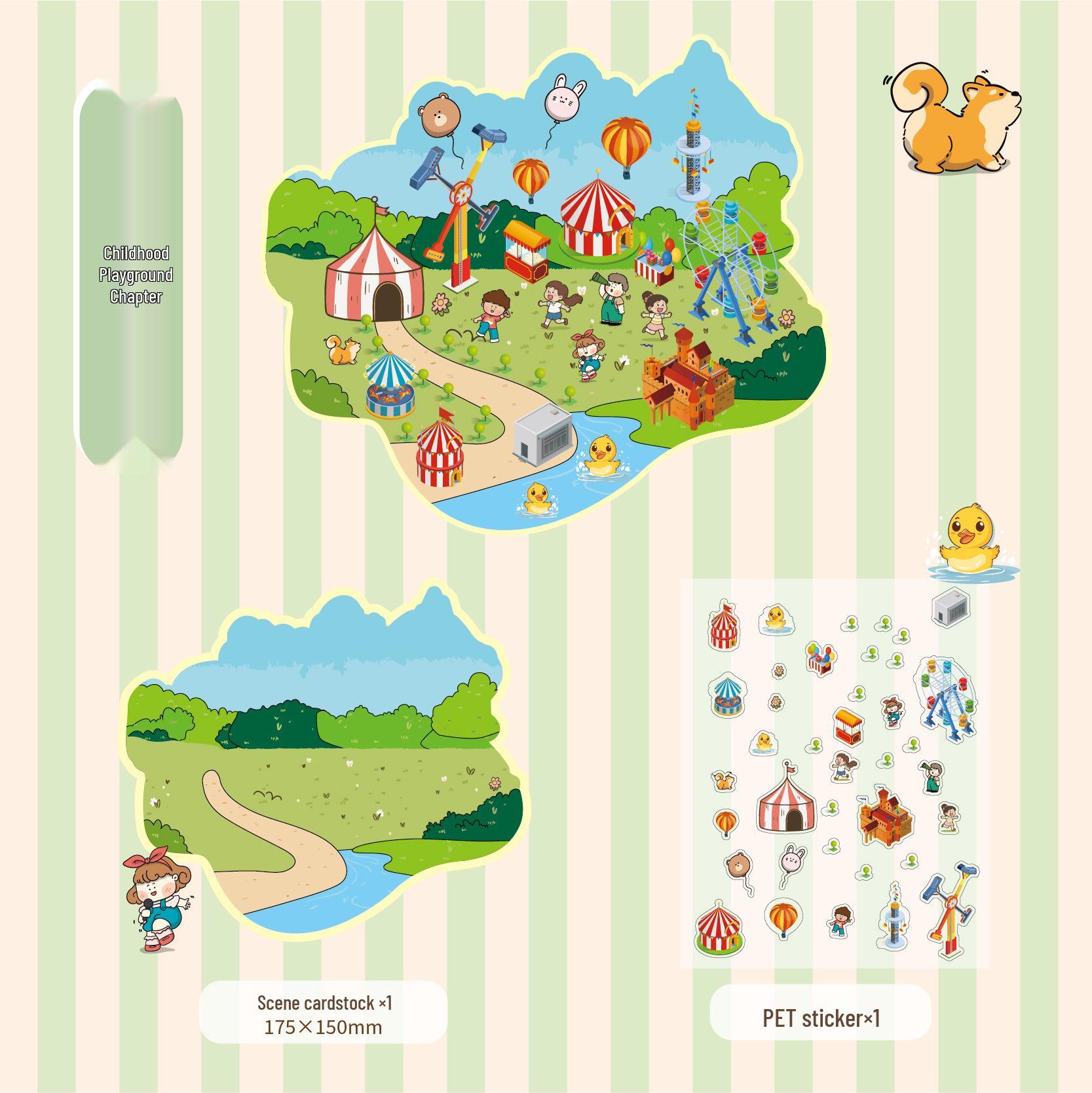 Large Kindergarten Cartoon-Themed Landscaping Stickers: Cute, Miniature, Creative Diary Toys for Handmade Projects.