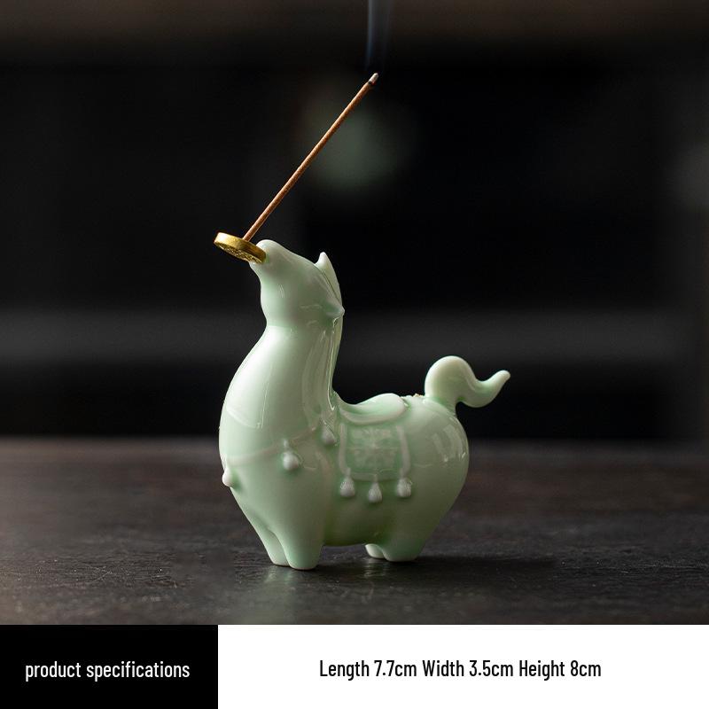 Charming Ceramic Horse Incense Holder: Cute Ornament & Tea Pet for Wealth Attraction