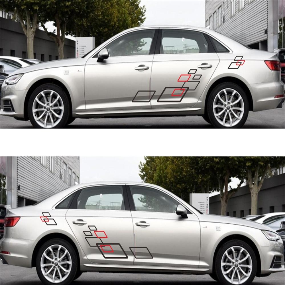 2Pcs Sport Auto Vinyl  Car Stickers Both Side Body Diy Car Accessories Decals Fo