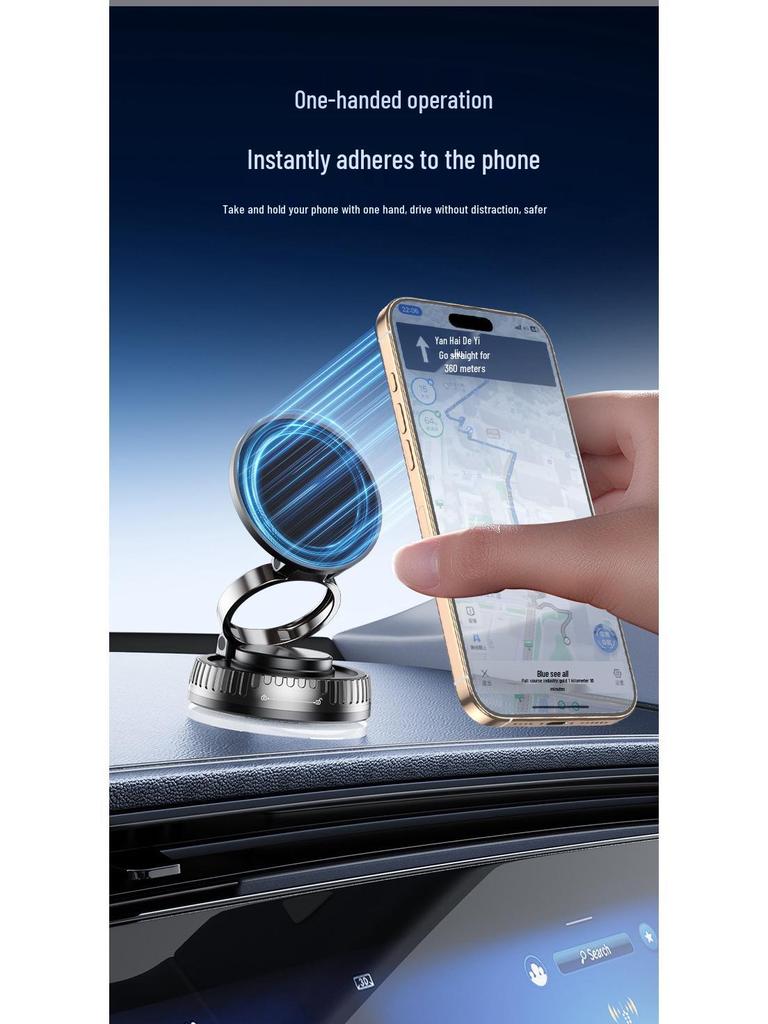 Vacuum Car Phone Holder: Foldable Magnetic Dashboard Mount for Navigation