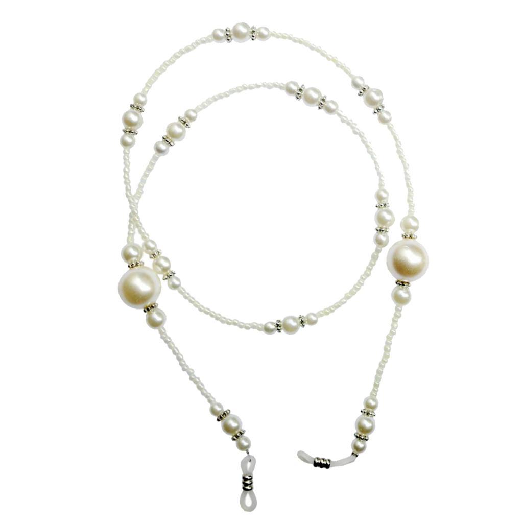 

Шнурок для очков Цепочка с бусинами из искусственного жемчуга Держатель ремешка для солнцезащитных очков Фиксатор белый