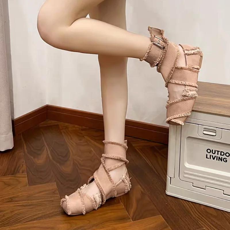 Fashion Female Shoes On Sale 2024 New Buckle Women's Flats Autumn Square Toe Shallow Solid Casual Comfortable Flats Office Ladies Shoes