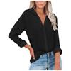 Women's Fashion Casual Buckle Long Sleeve Sleeve Slit Shirt Tops Solid Color