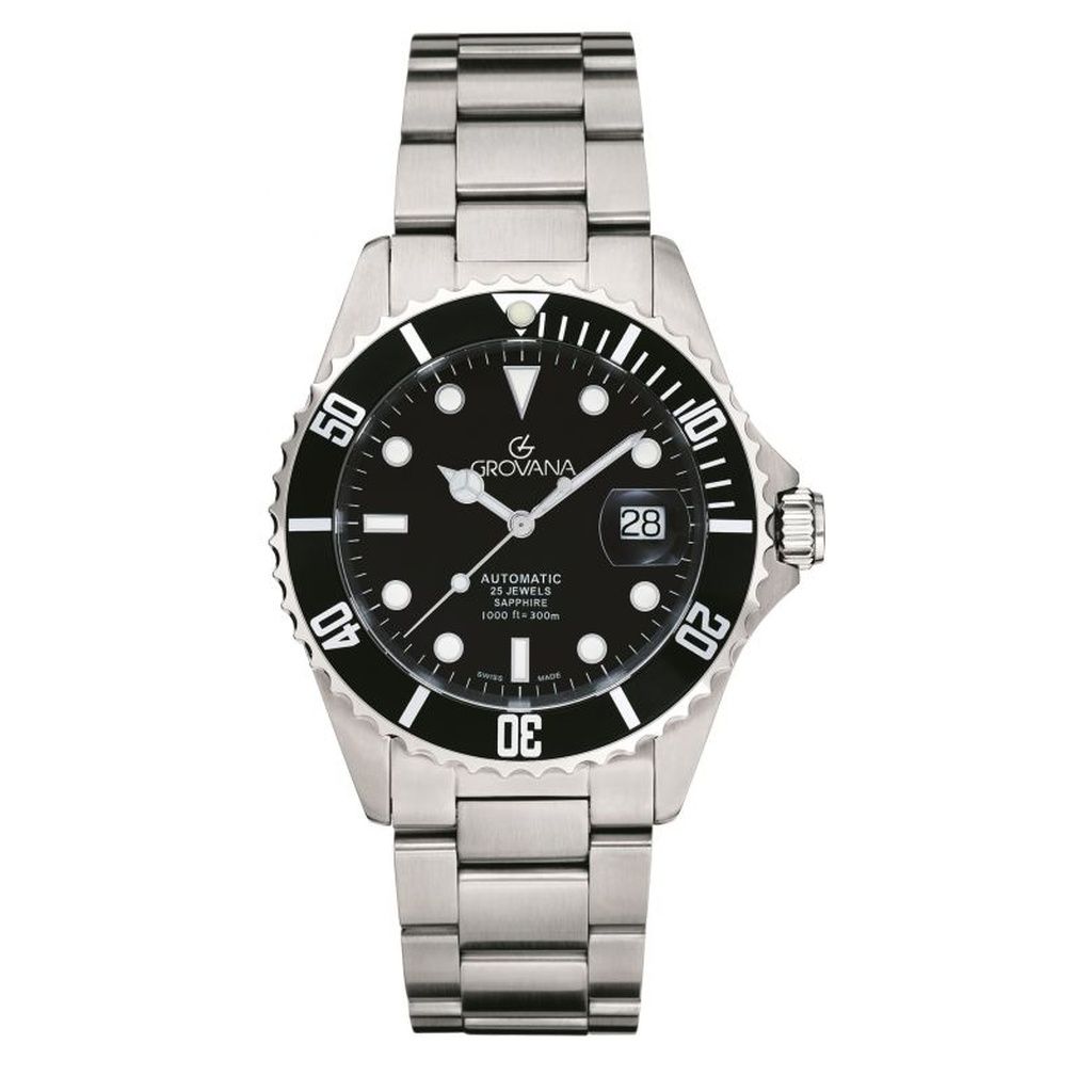 Grovana Key West Stainless Steel Black Dial Automatic Diver's 1571.2137 300M Men's Watch
