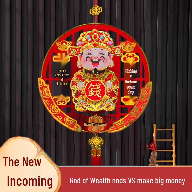 

2026 Nodding God of Wealth New Year Hanging Ornaments for Living Room Decorations 38 cm червоний