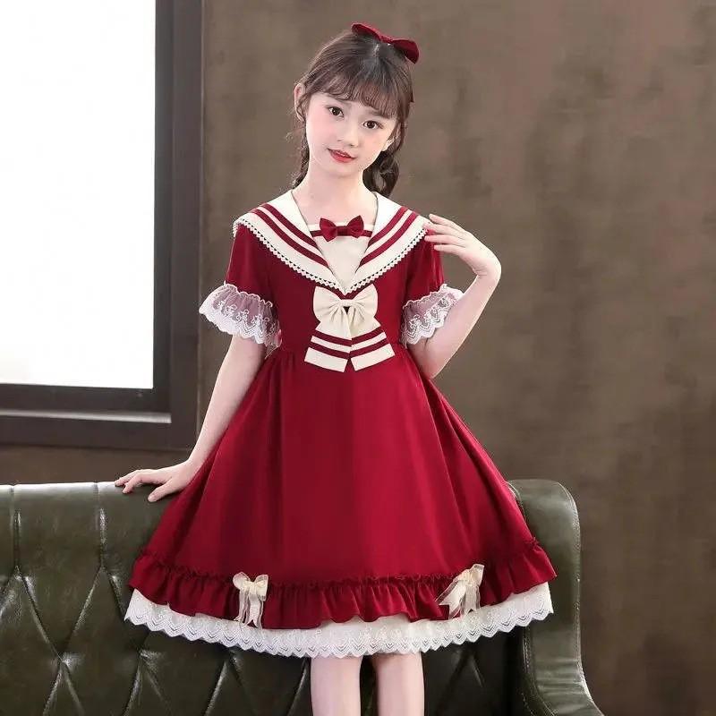 Girls Short Sleeve Princess Dress Cute Long Kids Over 4 Years Old