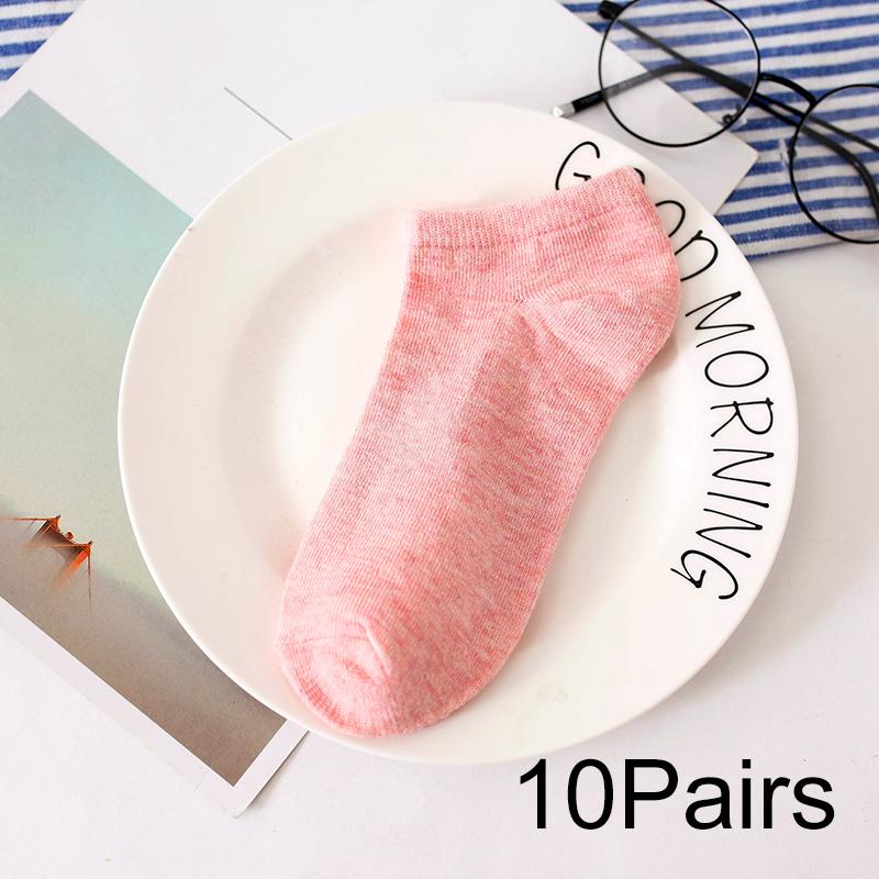 

10 пар спортивных носков, дышащие цветные спортивные носки до щиколотки, летние хлопковые невидимые носки с закрытым носком светло-розовый