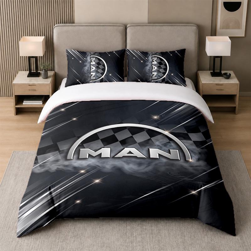 3Pcs Bedding Setman Truck Soft Bed Sheet and Two Pillowcases Home Bedroom Decor
