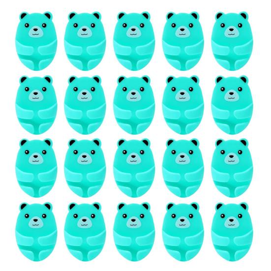 Cute Bear Plugs Holders Adhesive Wall Hook Plastic Phone Charger Holders No Drilling Needed Wall Mounted Organizer for Plugs Charger Storage