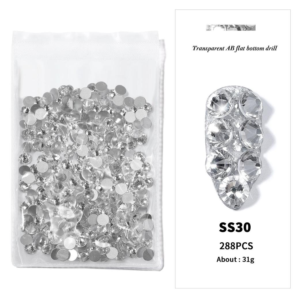 Nail Art Flat Bottom Drill Transparent Drill Ab Drill Nail Drill Diy Nail Ornament Nail Art Ornament Rhinestone