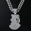 Full Diamond Ghost Cuban Chain Pendant, European and American Hip Hop Men's Necklace Jewelry Items