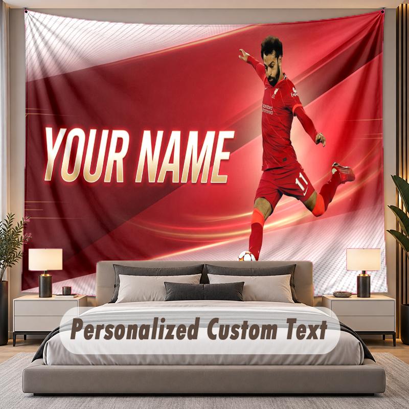 Gepersonaliseerd Naambord Textiel Mohamed Salah Gepersonaliseerd Polyester Wandkleed Voor Slaapkamer En Kamer