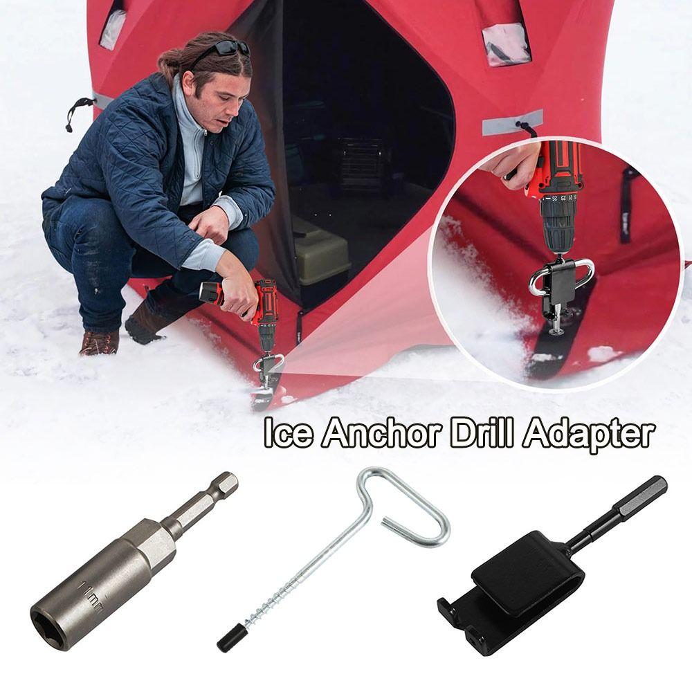 Quick Setup Ice Anchor Drill Adapter Anti-Rust Durable Power Drill Chuck Heavy Duty Ice Fishing Tent Stakes