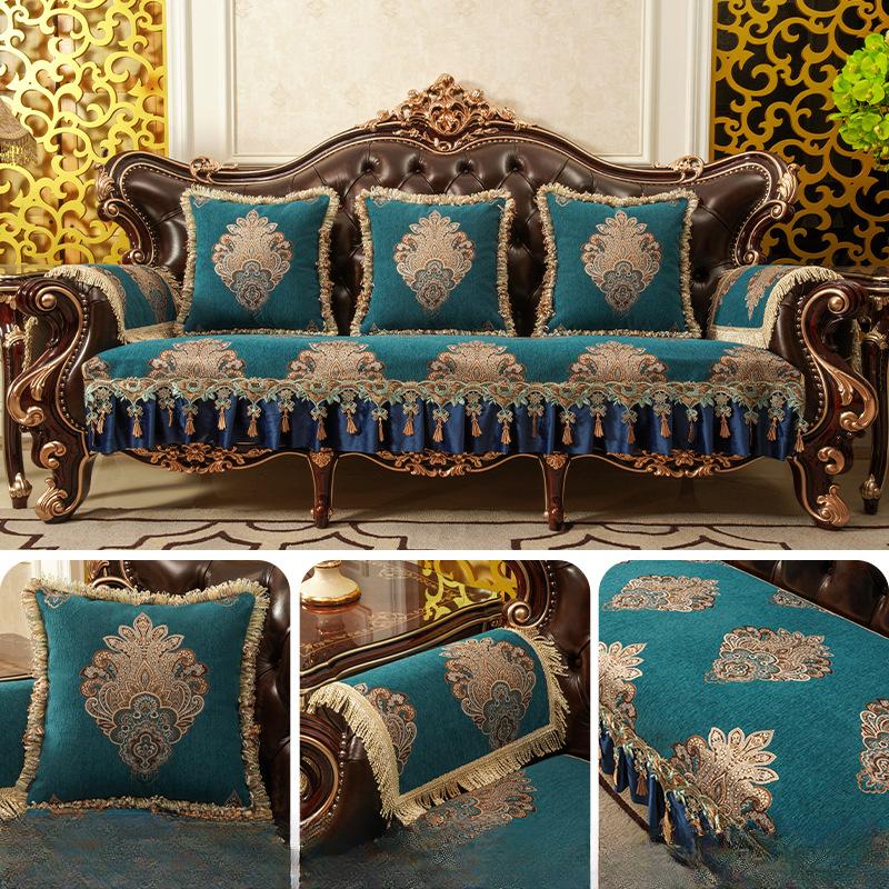 Winter Sofa Cushion Non-Slip Cover Cover European Leather Sofa Cover Luxury All-Inclusive Chenille Concubine High-End Four Seasons Universal