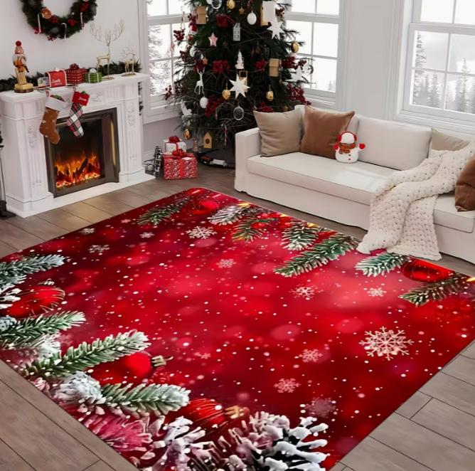 1 Stück Frohe Weihnachten Bereichsmatte Geeignet für Wohnzimmer Schlafzimmer Küche Weihnachtsgeschenk Raummatte Weihnachten Retro Heimdekoration