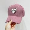 Corduroy Heart Baseball Cap With Sun Protection And Warmth For Casual Women
