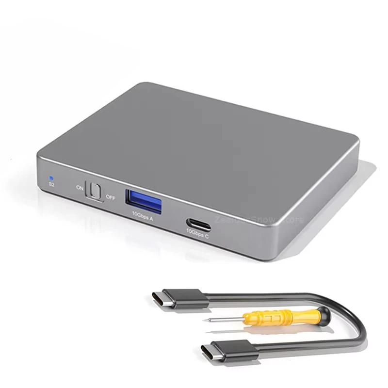 

10Gbps Dual-Bay M.2 NVMe SSD Enclosure Type C Hard Drive Case USB3.2 GEN2 Docking Station Support NVME SSD Size 2280 B+M M-Key сірий колір