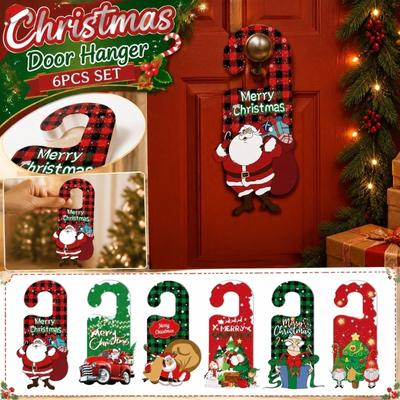 Christmas Door Hanger Decorations Set Holiday Party Door Handle Hanging Ornaments Festive Seasonal Indoor Outdoor Home Decor Accessories