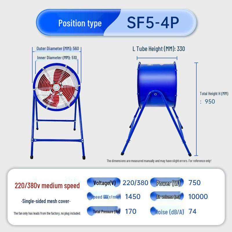 Axial SF 220V/380V High-Power Low-Noise Industrial Kitchen Ventilation Smoke Exhaust Fan