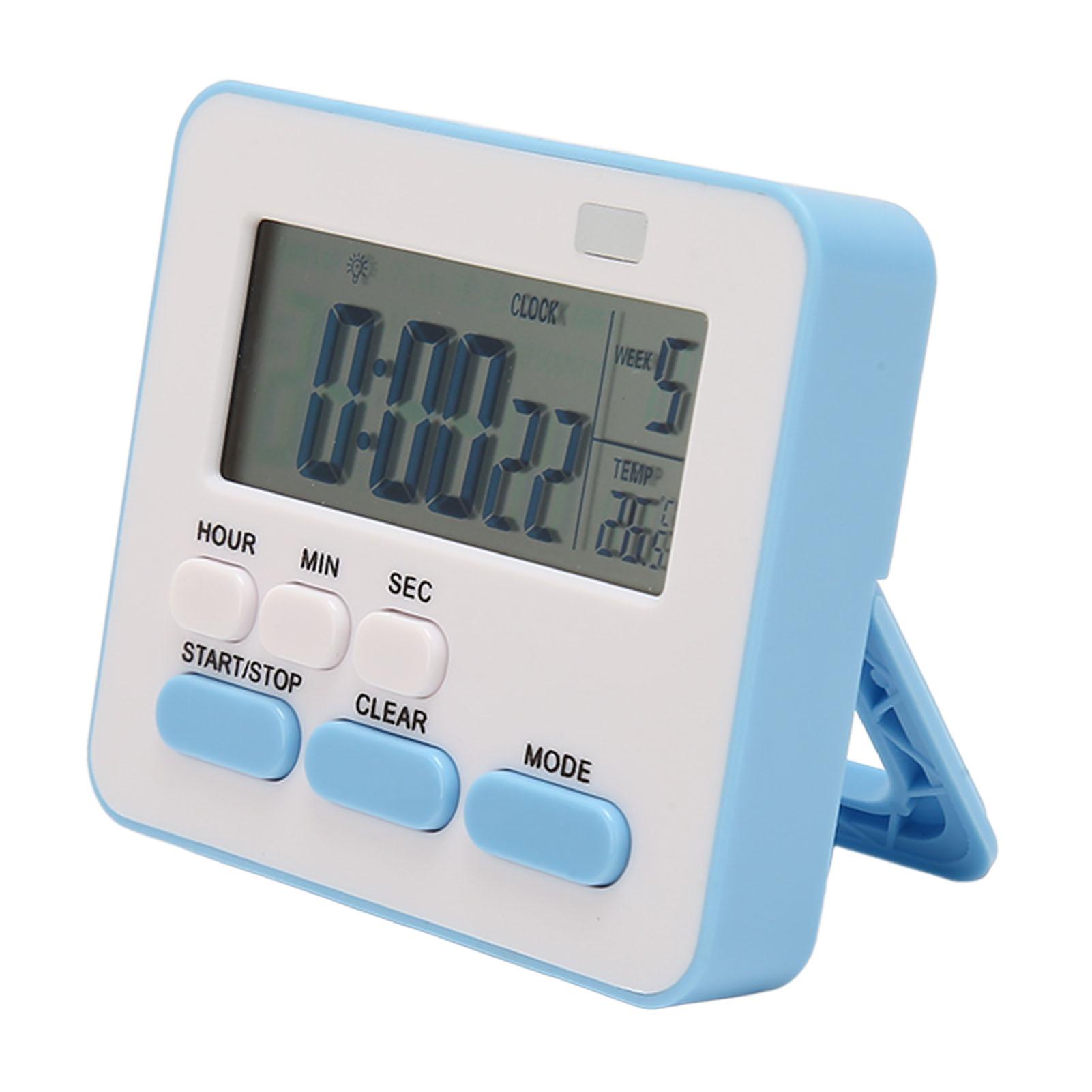 

Цифровой кухонный таймер с дисплеем температуры, простое управление, подставка, магнитная задняя панель, маленький цифровой синий