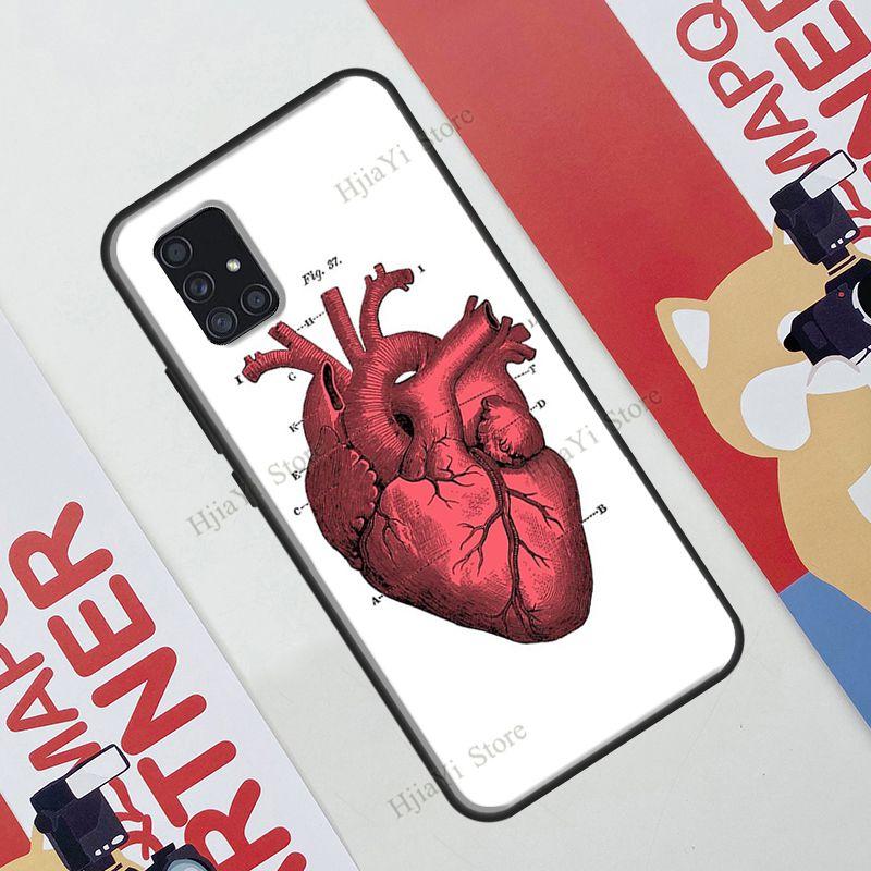 Vintage Anatomy Heart Cardiac Brain Nurse Case For Samsung Galaxy A12 A22 A32 A42 A52 A72 A51 A71 A50 A70 A03S A21S A52S Cover