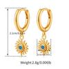 Vintage 18k Gold Plated Sun Design Turquoise Copper Clip Earrings Retro Jewelry For Women
