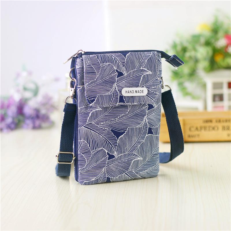 Sac bandoulière à 5 couches à grand écran avec motif de feuilles pastorales pour femmes