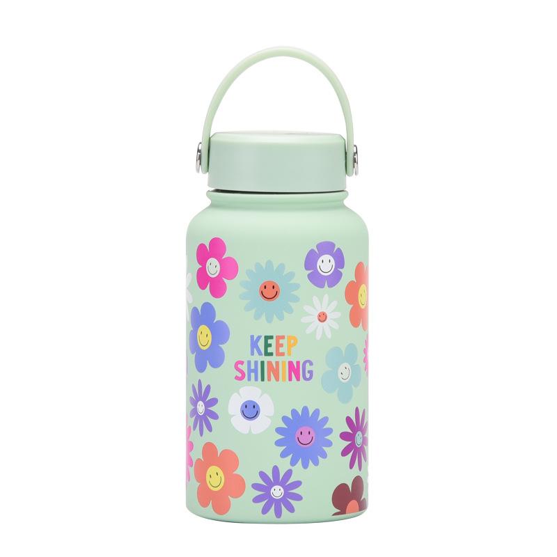 650Ml Thermos Cup Wide Mouth Portable Vacuum Children'S Student Sports Kettle Outdoor Printing Water Cup