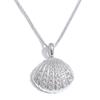 Yhpup Ocean Style Inlaid Cubic Zirconia Shell Exquisite Pendant Necklace Stainless Steel Trendy Collar Jewelry Tarnish Resistant
