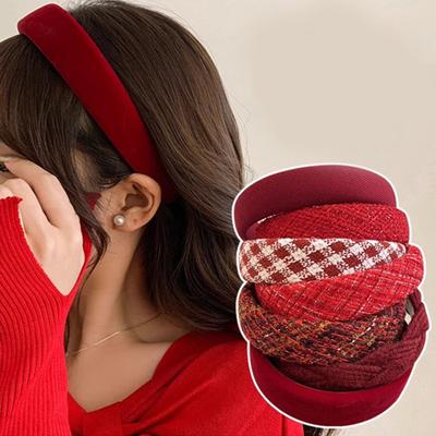 Frauen Haarband Retro Stoff bedeckt weiche elastische Anti-Rutsch-Kopf Dekoration Haar Organisation Neujahr festliche Haar Hoop Haar-Accessoires