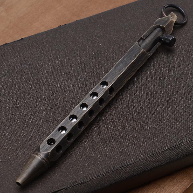 Handmade Retro Hexagonal Brass Gun Pen: Creative Signature Pen for Office and Business Gifts