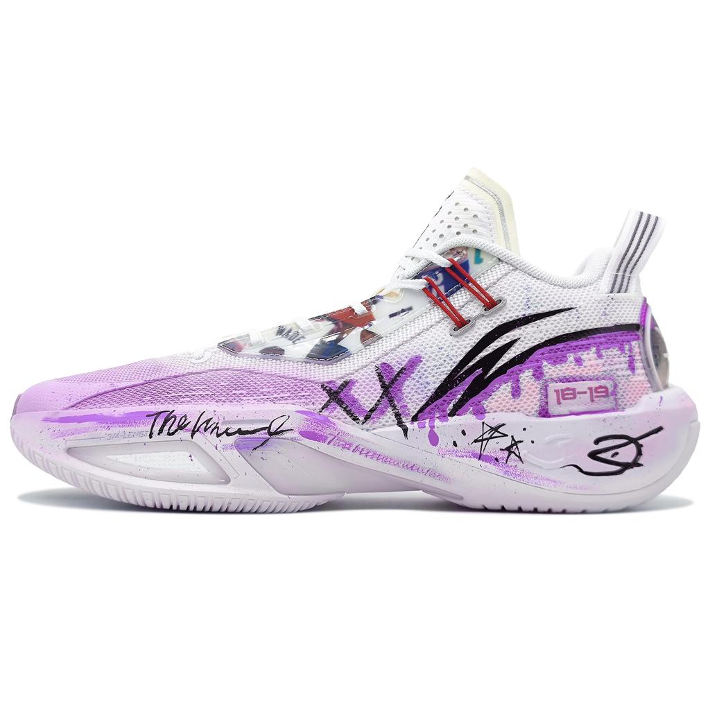 Li Ning Fission 9 Cushioning Slip Resistant Low Top Basketball Shoes Men's Purple White ABPU003-4(Team1148-)