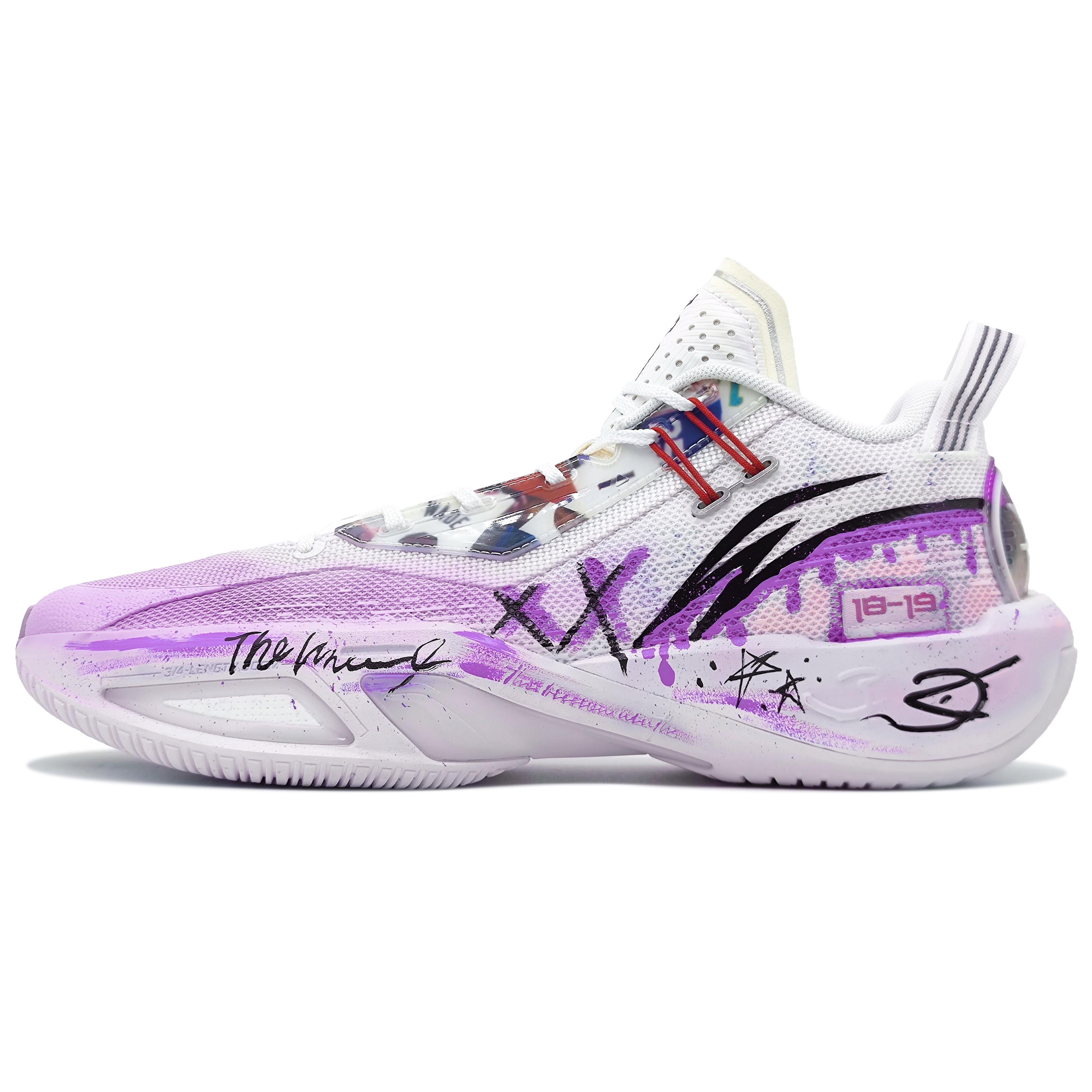 Баскетбольные кроссовки Li Ning Fission 9 с амортизацией, нескользящие, низкие, мужские, фиолетово-белые, ABPU003-4(Команда1148-) 39