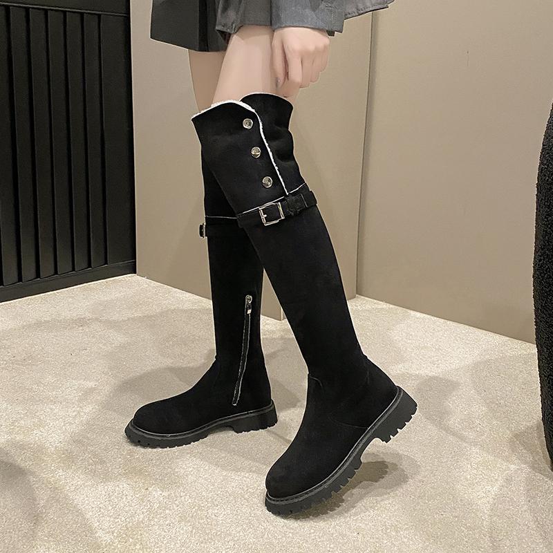 Fashion Women Over The Knee Boots 6cm Thick Heel Winter Women Snow Boots Keep Warm Retro Two Wear Foldover Laides Long Botas Mujer