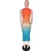 Sexy Gradient V-neck Bodycon Midi Dress - Elegant European & American Style Women's Clothing