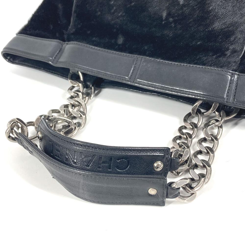 CHANEL CC CC Mark logo Tote Bag Chain Bag Shoulder Bag Pony-Hair Black